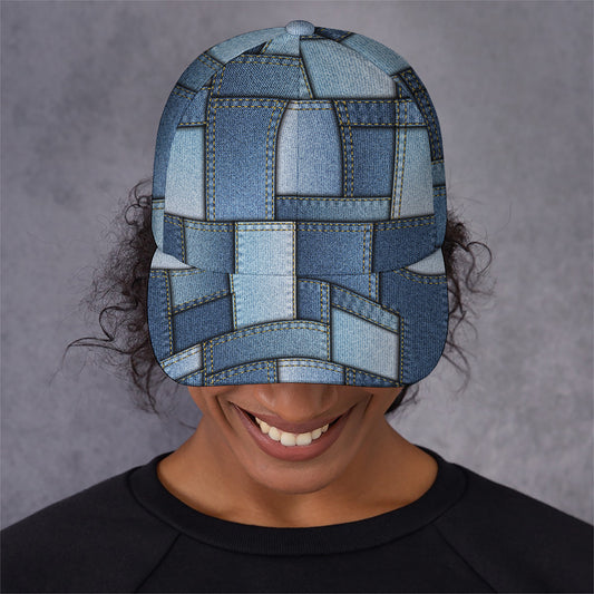 Patchwork Denim Jeans Pattern Print Baseball Cap