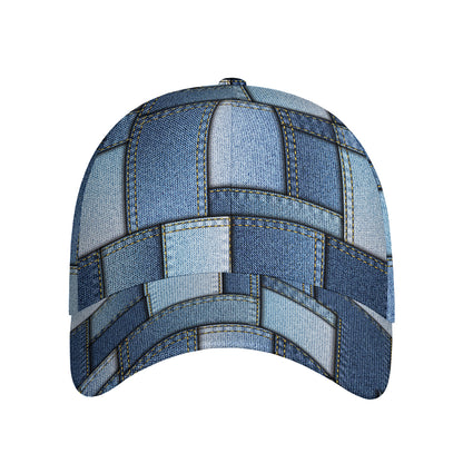 Patchwork Denim Jeans Pattern Print Baseball Cap