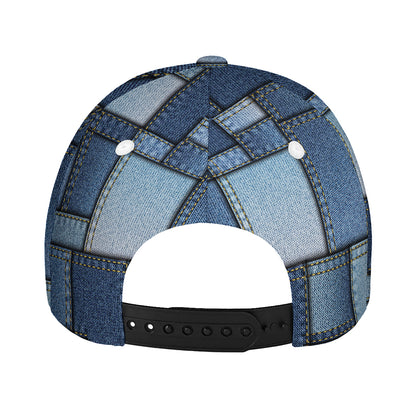 Patchwork Denim Jeans Pattern Print Baseball Cap