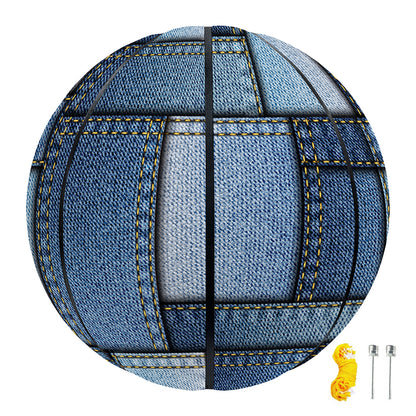 Patchwork Denim Jeans Pattern Print Basketball