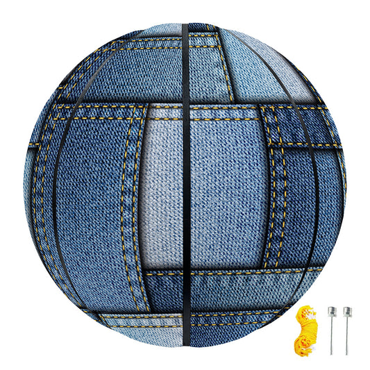 Patchwork Denim Jeans Pattern Print Basketball