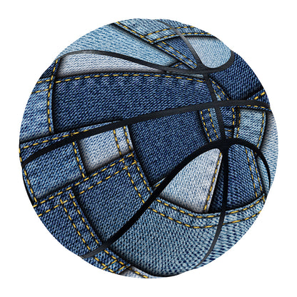 Patchwork Denim Jeans Pattern Print Basketball