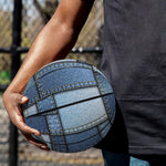 Patchwork Denim Jeans Pattern Print Basketball
