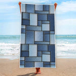 Patchwork Denim Jeans Pattern Print Beach Towel