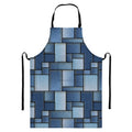 Patchwork Denim Jeans Pattern Print Bib Apron With Pocket