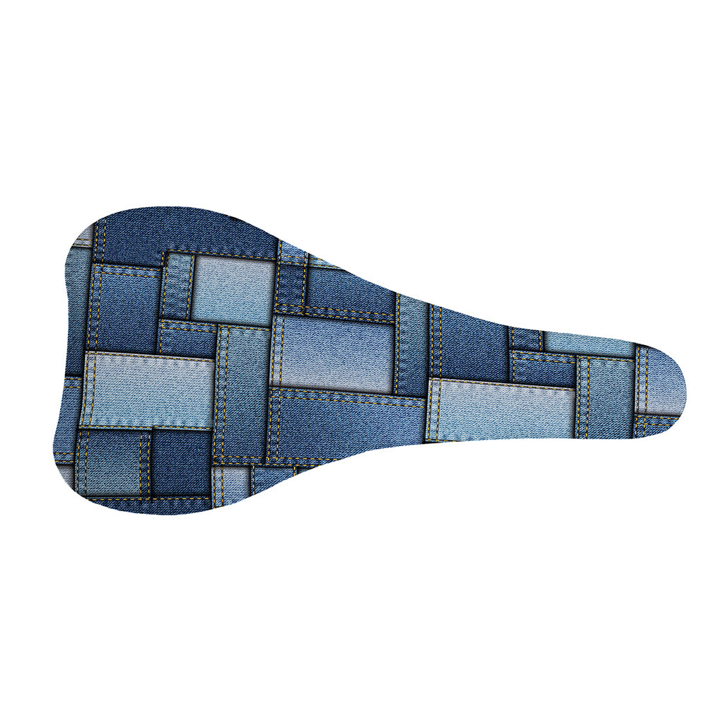 Patchwork Denim Jeans Pattern Print Bicycle Seat Cover