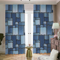 Patchwork Denim Jeans Pattern Print Dimout Pencil Pleat Curtains