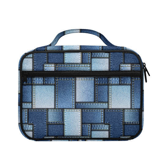 Patchwork Denim Jeans Pattern Print Briefcase Bible Bag