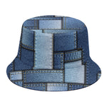 Patchwork Denim Jeans Pattern Print Bucket Hat