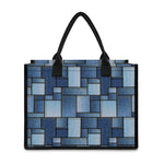 Patchwork Denim Jeans Pattern Print Canvas Tote Bag