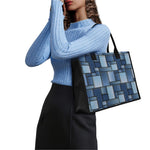 Patchwork Denim Jeans Pattern Print Canvas Tote Bag