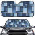 Patchwork Denim Jeans Pattern Print Car Windshield Sun Shade