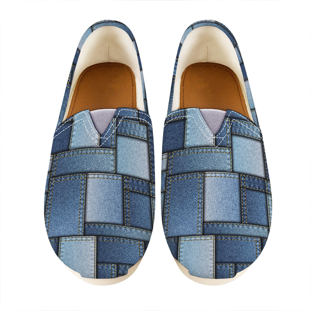 Patchwork Denim Jeans Pattern Print Casual Shoes