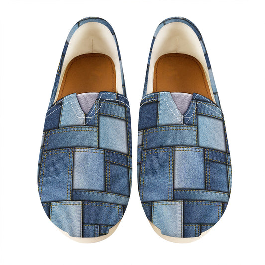 Patchwork Denim Jeans Pattern Print Casual Shoes