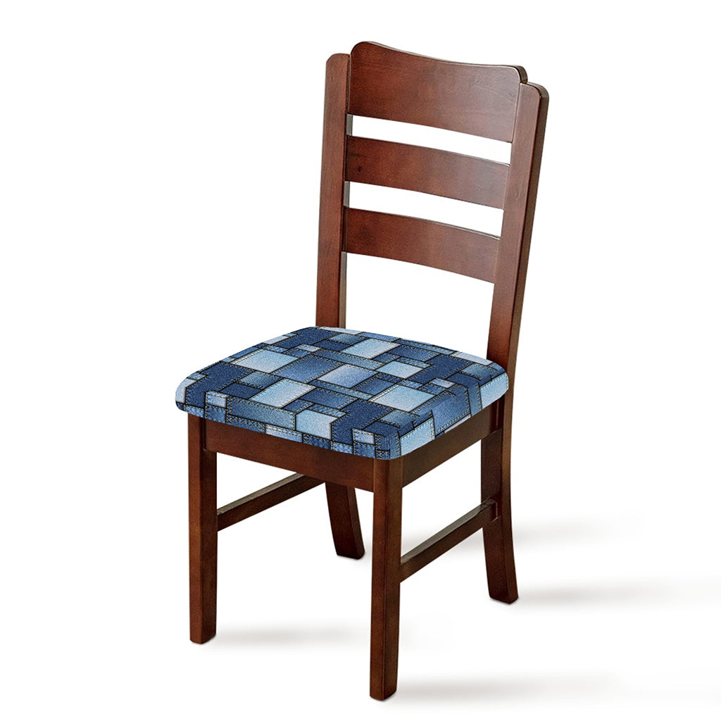Patchwork Denim Jeans Pattern Print Chair Cushion Cover