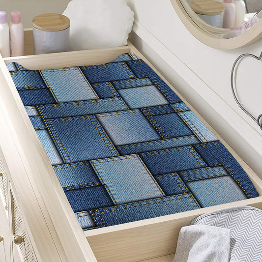 Patchwork Denim Jeans Pattern Print Changing Pad Cover