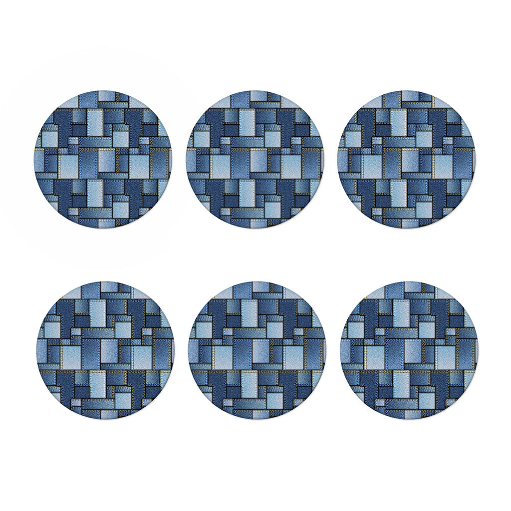 Patchwork Denim Jeans Pattern Print Coaster Set