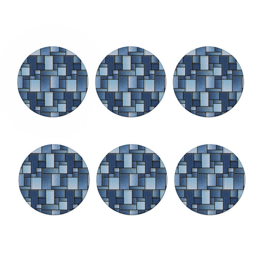Patchwork Denim Jeans Pattern Print Coaster Set