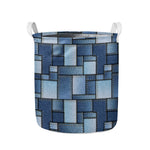 Patchwork Denim Jeans Pattern Print Collapsible Laundry Basket