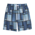 Patchwork Denim Jeans Pattern Print Cotton Shorts