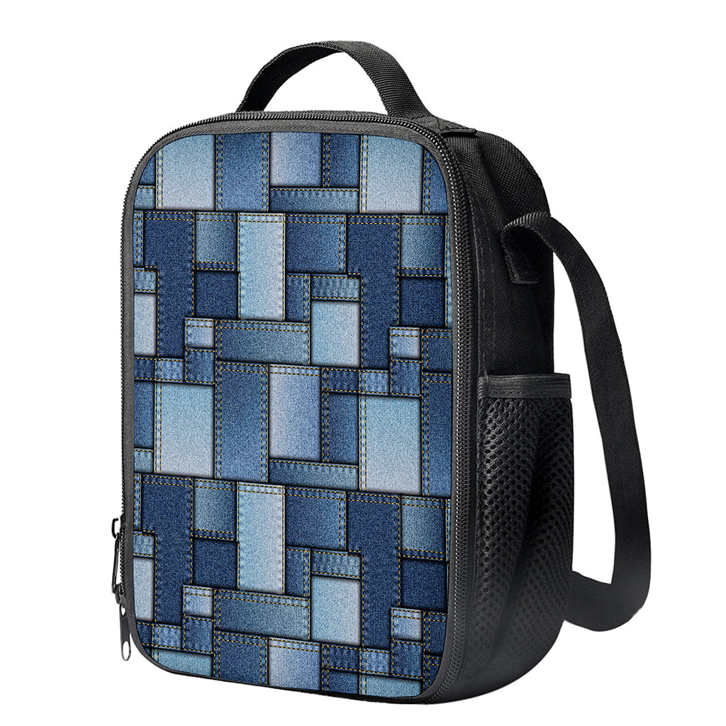 Patchwork Denim Jeans Pattern Print Crossbody Lunch Bag