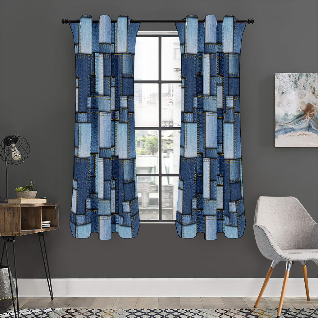 Patchwork Denim Jeans Pattern Print Curtain