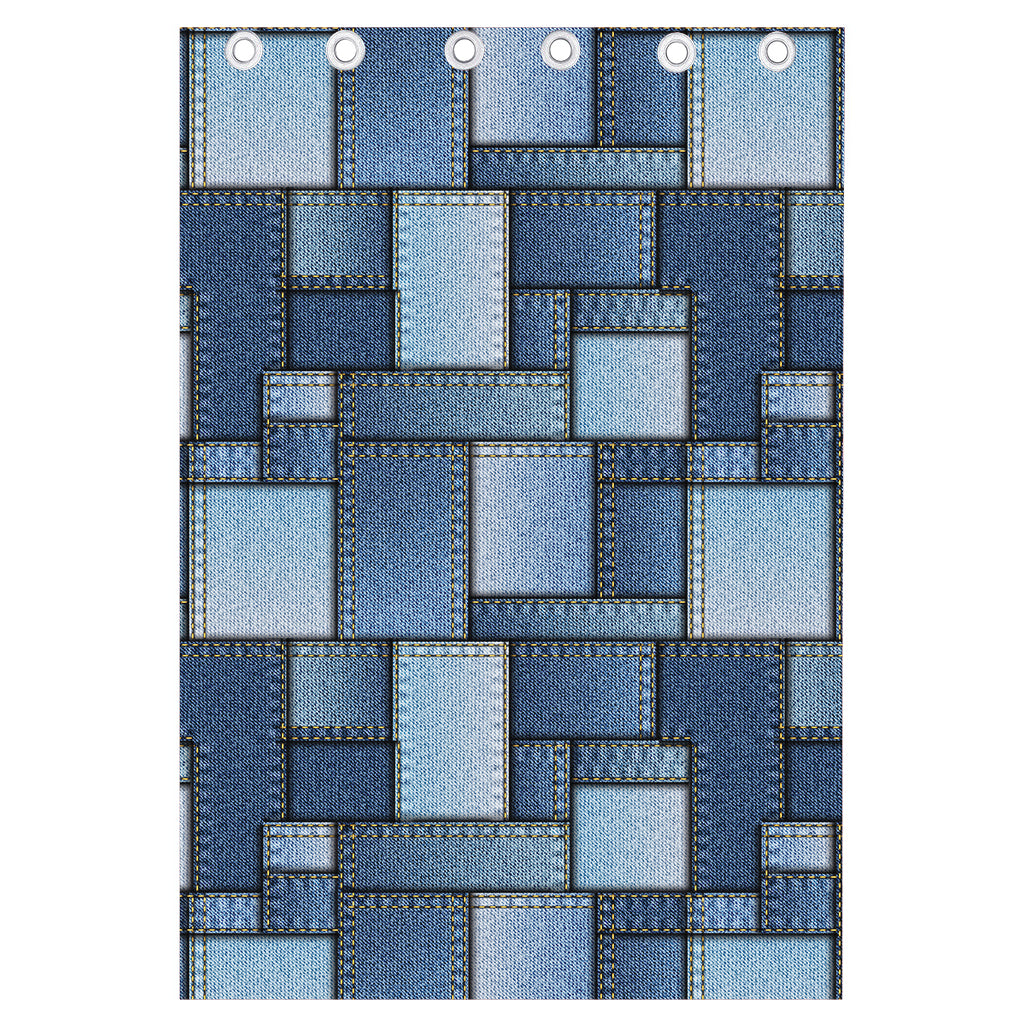 Patchwork Denim Jeans Pattern Print Curtain