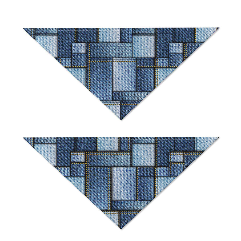 Patchwork Denim Jeans Pattern Print Dog Bandana