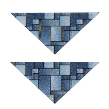 Patchwork Denim Jeans Pattern Print Dog Bandana