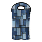 Patchwork Denim Jeans Pattern Print Double Neoprene Wine Tote