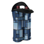 Patchwork Denim Jeans Pattern Print Double Neoprene Wine Tote