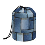 Patchwork Denim Jeans Pattern Print Drawstring Makeup Bag