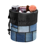 Patchwork Denim Jeans Pattern Print Drawstring Makeup Bag
