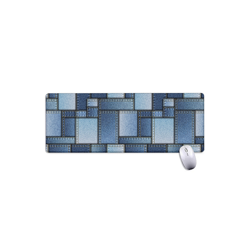 Patchwork Denim Jeans Pattern Print Extended Mouse Pad