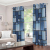 Patchwork Denim Jeans Pattern Print Extra Wide Grommet Curtains