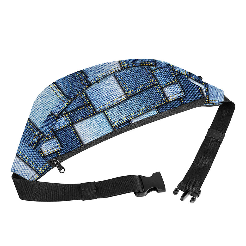 Patchwork Denim Jeans Pattern Print Fanny Pack