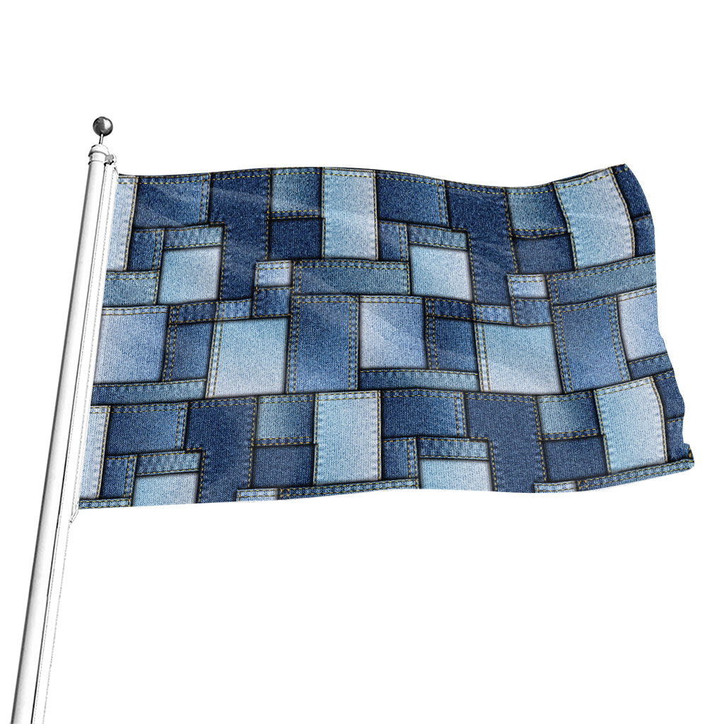 Patchwork Denim Jeans Pattern Print Flag