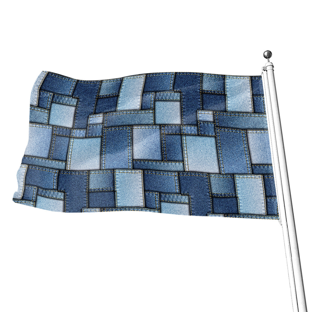 Patchwork Denim Jeans Pattern Print Flag