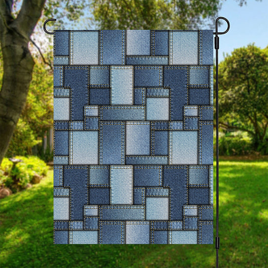 Patchwork Denim Jeans Pattern Print Garden Flag