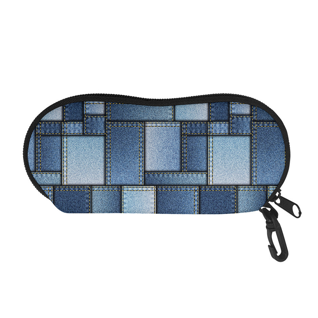 Patchwork Denim Jeans Pattern Print Glasses Case