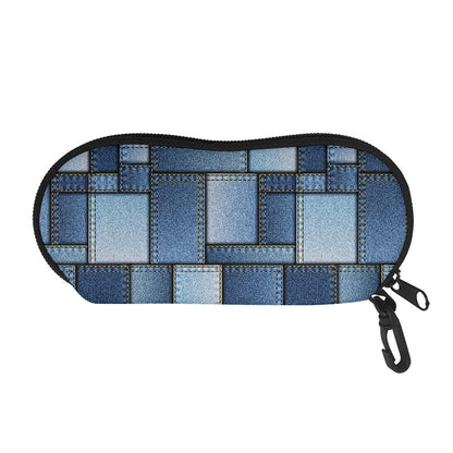 Patchwork Denim Jeans Pattern Print Glasses Case