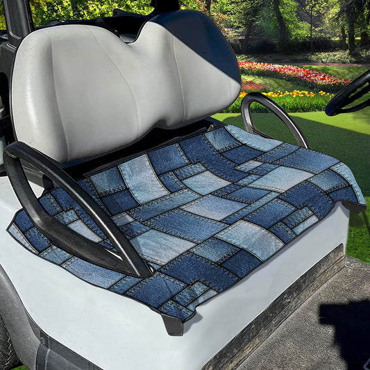 Patchwork Denim Jeans Pattern Print Golf Cart Seat Cover