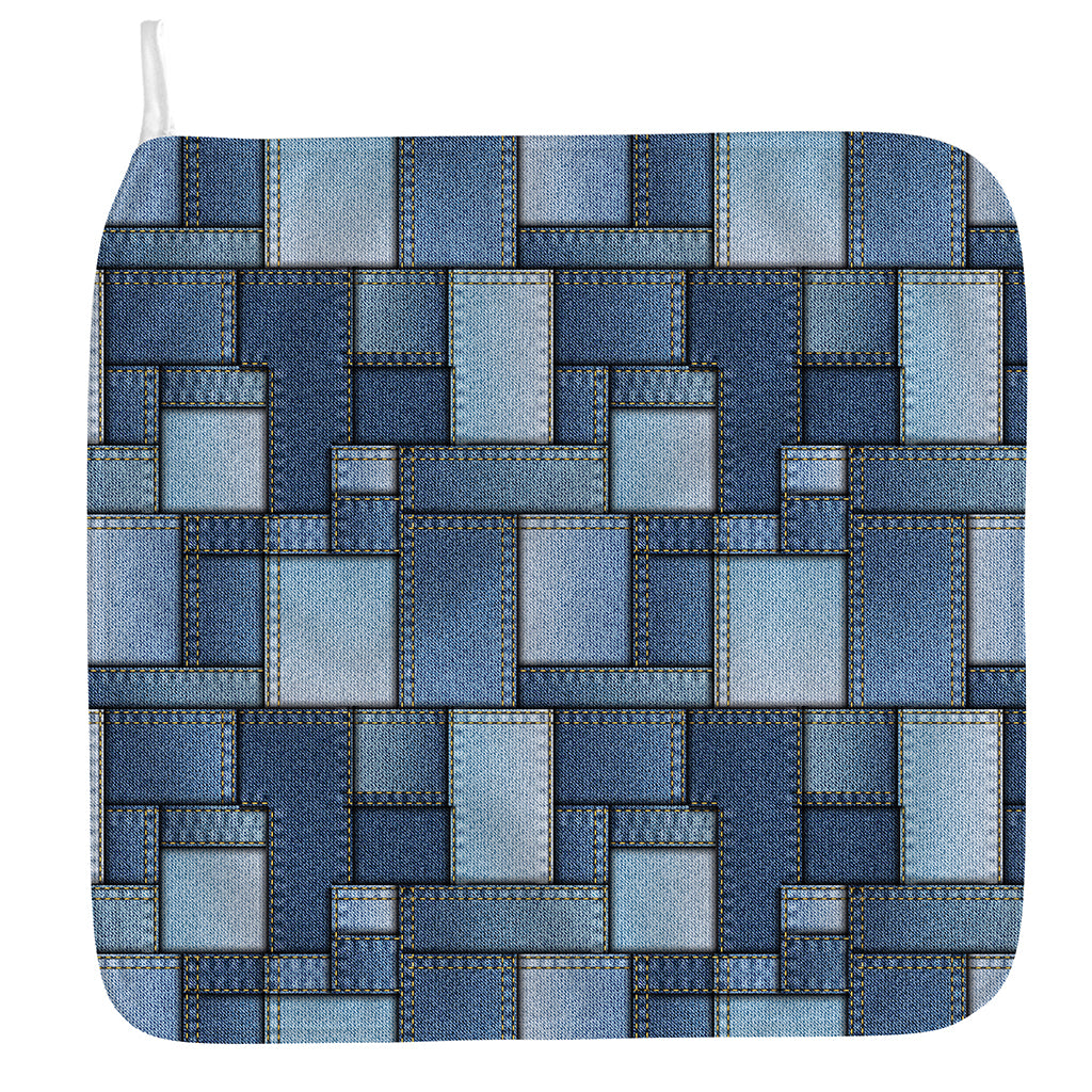 Patchwork Denim Jeans Pattern Print Hand Towel