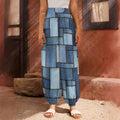 Patchwork Denim Jeans Pattern Print Harem Pants