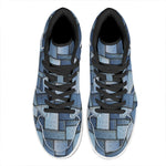 Patchwork Denim Jeans Pattern Print High Top Leather Sneakers