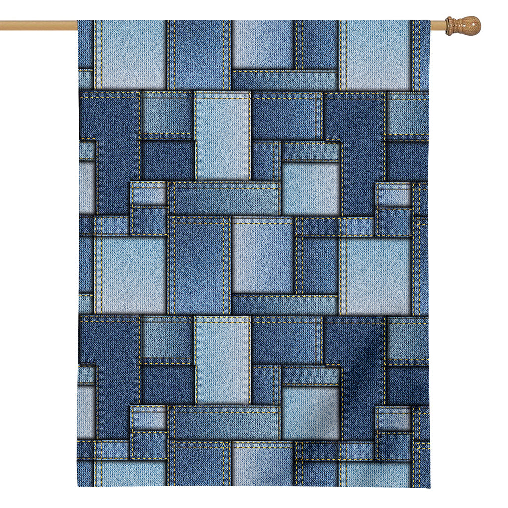 Patchwork Denim Jeans Pattern Print House Flag