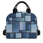 Patchwork Denim Jeans Pattern Print Insulated Lunch Bag