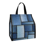 Patchwork Denim Jeans Pattern Print Insulated Lunch Tote