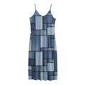 Patchwork Denim Jeans Pattern Print Jersey Midi Cami Dress