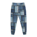 Patchwork Denim Jeans Pattern Print Jogger Pants